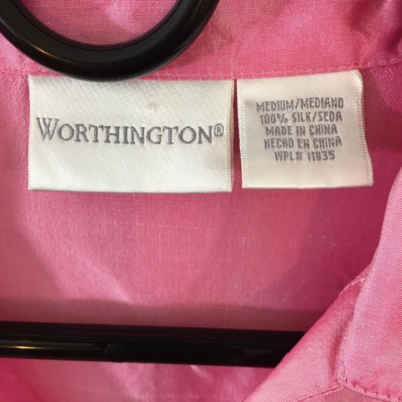 Worthington Women's Silk Pink Button Blouse Medium - Picture 2 of 6